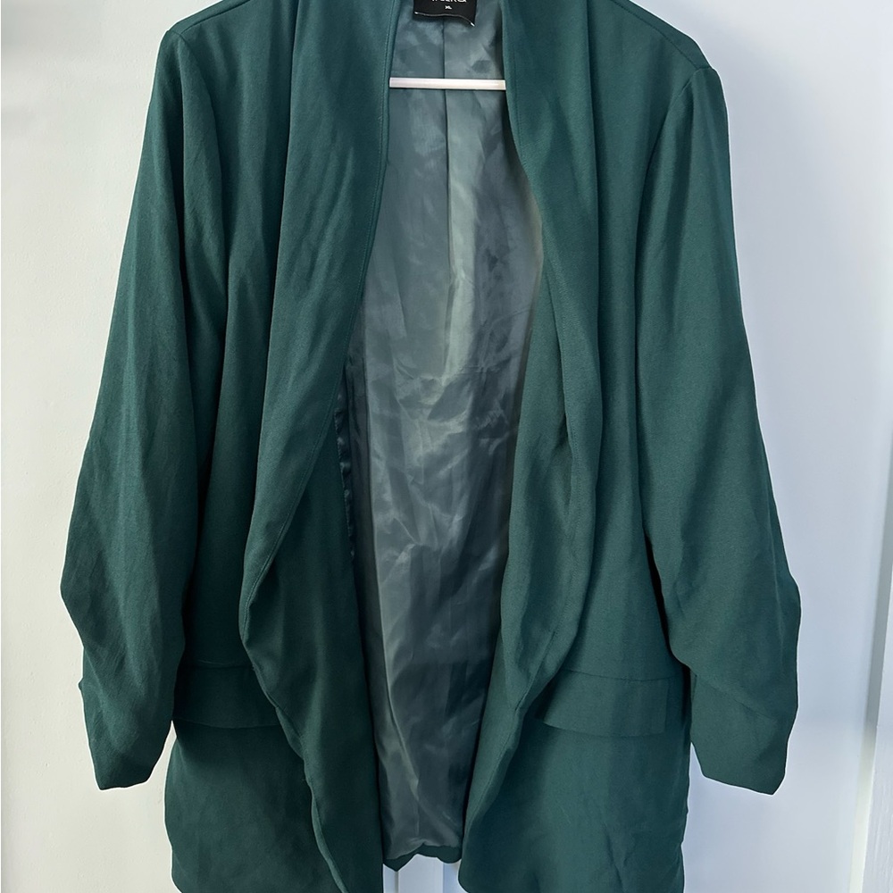 Dark Green Open Front Blazer
